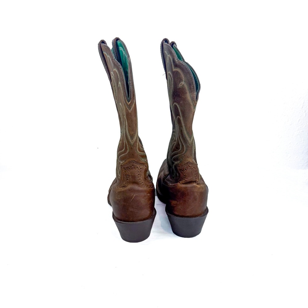 Ariat Womens Brown Leather Western Boots Square Toe Teal Lining Size 8.5B - Picture 4 of 6